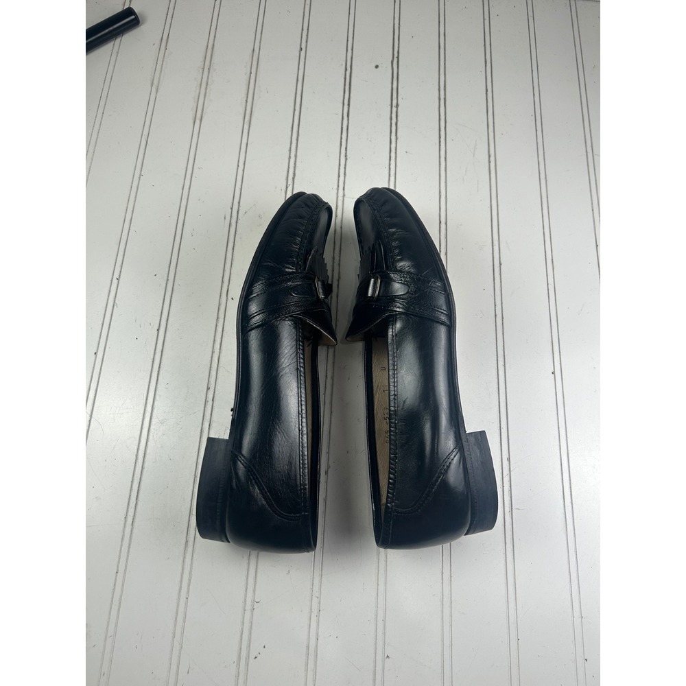 Adolfo Vintage Black Leather Kiltie Loafers Made in Italy Men's Size 11 - Picture 6 of 13